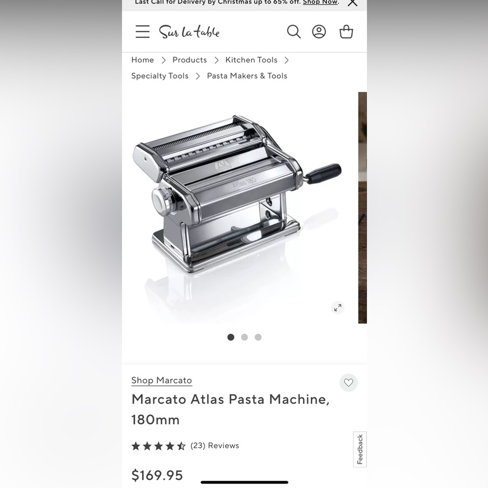 Marcato Atlas 180 Pasta Maker with cutter and hand crank NWT - Picture 10 of 11